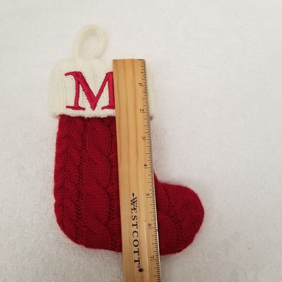 Knit Christmas baby stocking 7" tall monogram M - Picture 2 of 8